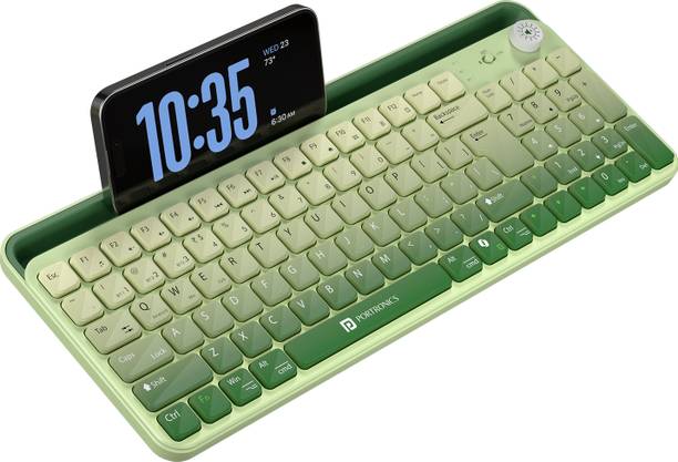 Portronics Bubble 4.0 Wireless Keyboard,BT,2.4GHz,Rechargeable Battery, Volume Control Knob Bluetooth, Wireless Standard Laptop Keyboard Compatible with Laptop, Desktop
