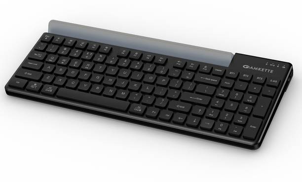 AMKETTE Optimus 2, 4 in 1 Multi Device Type-C Rechargeable with Built-in Device Dock Bluetooth, Wireless Standard Laptop Keyboard Compatible with Desktop, Laptop, Tablet, iPad, Mac with Multi-Device Bluetooth, Type-C Rechargeable Battery, 12-inch Tablet & Smartphone Slot