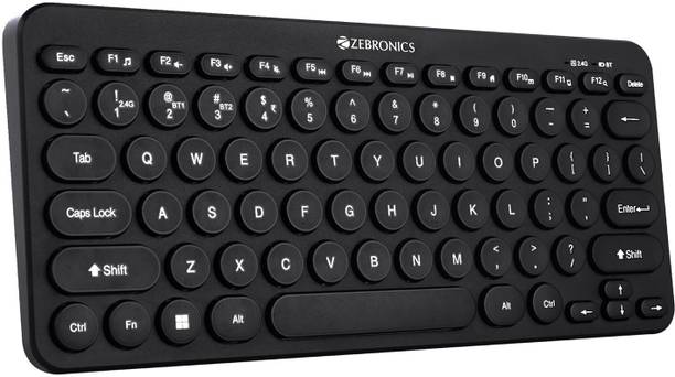 ZEBRONICS K4000MW/Multidevice connectivity,Compatible with Laptop/Tablet/Smartphone Bluetooth Handheld Laptop Keyboard Compatible with Desktop, Laptop, Mac ZEB-K4000MW / ZEB-EWK 1 with 2 Bluetooth & 2.4 GHz Wireless Connection