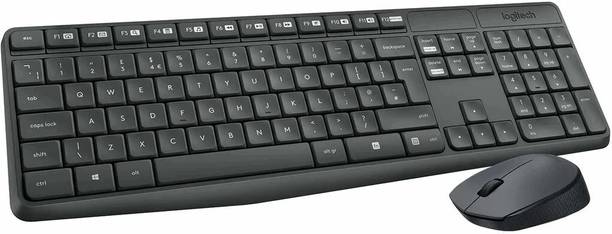 Logitech MK235 Full-Sized, 15 FN Keys, 3-Year Battery Life Combo Mouse and Wireless Standard Laptop Keyboard Compatible with Desktop, Laptop, Mac 2.4 GHz Wireless Unifying USB Receiver, Compatible with PC,