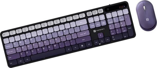 Portronics Key11 Combo Wireless Keyboard and Mouse, Rechargeable Type-C, Gradient Keys Wireless Handheld Laptop Keyboard Compatible with Desktop, Laptop, Mac