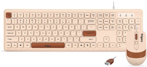 FINGERS Velvet Combo C4 With Mouse Wired USB Standard Laptop Keyboard Compatible with Desktop, Laptop, Mac