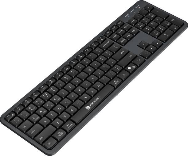 Portronics Akshr Prime Wireless Keyboard,Bluetooth+2.4 GHz USB,Rechargeable Battery Wireless Laptop-size Laptop Keyboard Compatible with Desktop, Laptop, Mac