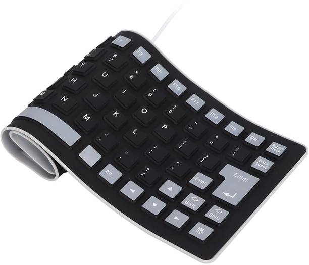 VOOCME USB Wired Silicone Keyboard, 85 Keys Foldable Flexible Keyboard Gaming Keyboard Wired USB Standard Laptop Keyboard Compatible with Laptop, Tablet