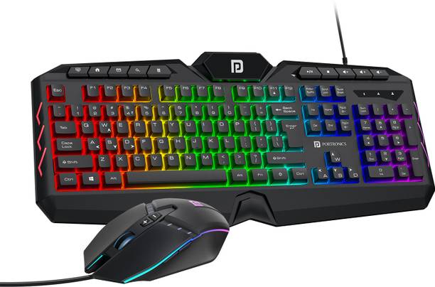 Portronics Ki-Pad 5 Wired Gaming Keyboard Mouse Combo,7-Button Mouse Control,Anti-Ghosting Wired USB Standard Laptop Keyboard Compatible with Desktop, Laptop