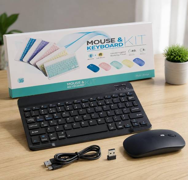 Jvs India Wireless Keyboard mouse combo Bluetooth Handheld Laptop Keyboard Compatible with Desktop, iPad, Laptop, Mac, Tablet