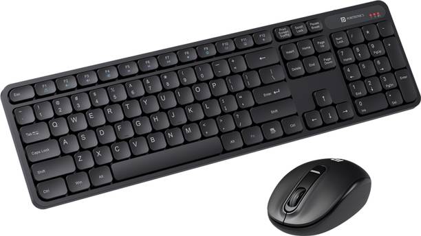 Portronics Key8 Combo Wireless Keyboard and Mouse Set with 2.4 GHz Wireless, Large Keycaps Wireless Handheld Laptop Keyboard Compatible with Desktop, Laptop, Mac 104 Keys, Adjustable Mouse Sensitivity, 12 Multimedia Hotkeys, PC, Laptop, Mac