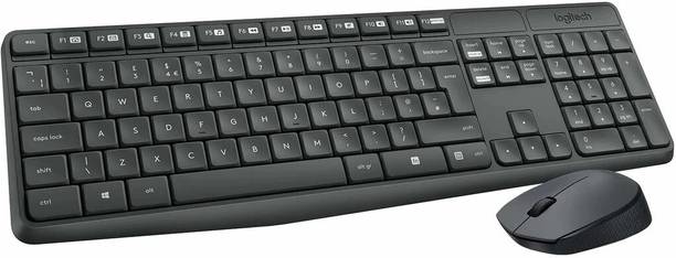 Logitech MK235 Full-Sized, 15 FN Keys, 3-Year Battery Life Combo Mouse and Wireless Standard Laptop Keyboard Compatible with Desktop, Laptop, Mac 2.4 GHz Wireless Unifying USB Receiver, Compatible with PC,