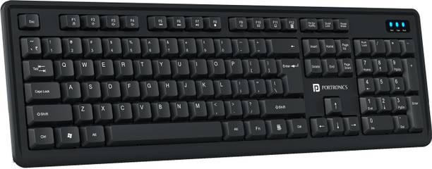 Portronics Key Air Combo, 2.4GHz USB Receiver, Full-Size Keyboard with Multimedia Keys Wireless Standard Laptop Keyboard Compatible with Laptop, Desktop