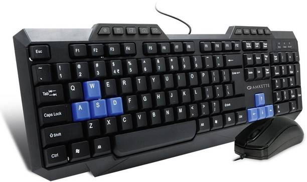 AMKETTE Xcite Neo Mouse & Wired USB Standard Laptop Keyboard Compatible with Desktop, Laptop, Mac stand support,UV Coated Keys,Internet Keys,Multimedia Keys,Spill Resistant Design,multimedia_keys,Xcite NEO Desktop