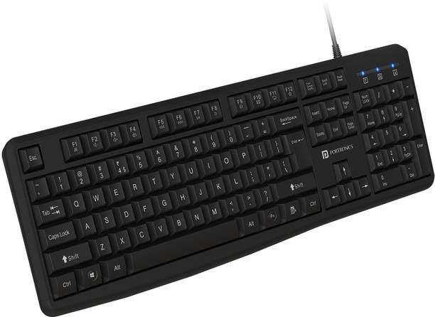 Portronics Ki-Pad 4, Multimedia Hotkeys, Rupee Symbol Key, Ergonomic, Full-Size Layout, Wired USB Handheld Laptop Keyboard Compatible with Desktop, Laptop, Mac