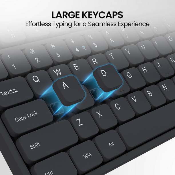 Portronics Ki-Pad 3 USB Wired Keyboard, Noise-free Typing, Large Keys, Function Hotkeys Wired USB Laptop Keyboard  (Black)