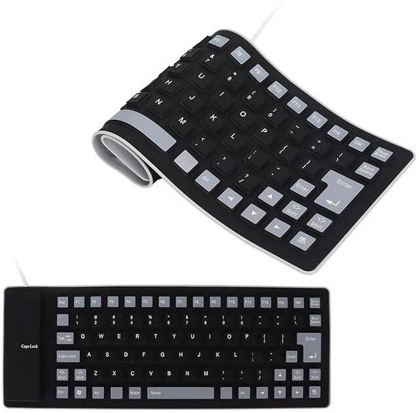 RyzCare Keys Foldable Flexible Keyboard Gaming Keyboard Roll-Up Silent Soft Keyboard Wired USB Laptop-size Laptop Keyboard Compatible with Laptop