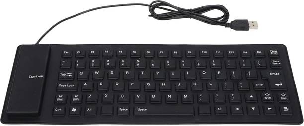 WOLBLIX Silicone Keyboard, Foldable Flexible USB Wired Keyboard Wired USB Standard Laptop Keyboard Compatible with Desktop