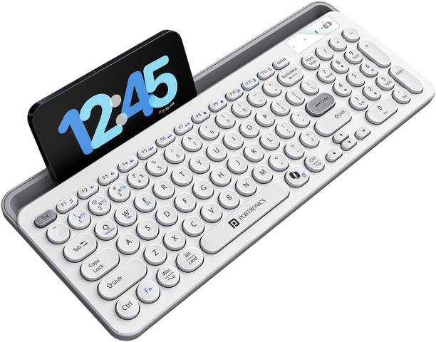 Portronics Bubble 3.0 Wireless Bluetooth Rechargeable Keyboard,Dual Height Adjustment Bluetooth, Wireless Standard Laptop Keyboard Compatible with Laptop, Desktop