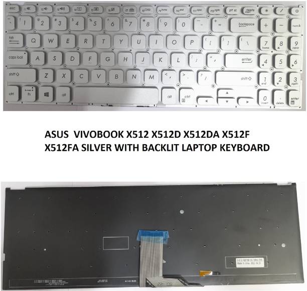 SOLUTIONS-365 COMPATIBLE FOR ASUS VIVOBOOK X512 X512D X512DA X512F SILVER WITH BACKLIT Internal Laptop-size Laptop Keyboard Compatible with Desktop, Laptop, Mac