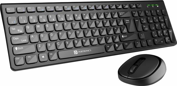 Portronics Key7 Combo Keyboard Mouse Combo Set with 2.4Ghz, 1200 DPI Wireless Standard Laptop Keyboard Compatible with Desktop, Laptop, Mac Key7 Combo