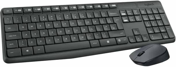 Logitech MK235 Full-Sized, 15 FN Keys, 3-Year Battery Life Combo Mouse and Wireless Standard Laptop Keyboard Compatible with Desktop, Laptop, Mac 2.4 GHz Wireless Unifying USB Receiver, Compatible with PC,