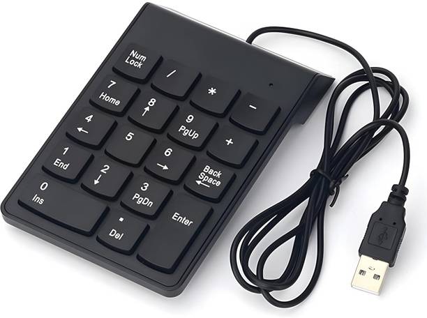 RyzCare Wired Number Keyboard Slim Mini Numeric keyboard pad 18 Keys Wired USB Handheld Laptop Keyboard Compatible with Desktop, Laptop, Mac