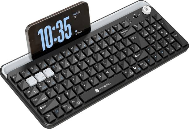 Portronics Bubble 4.0 Wireless Keyboard,BT,2.4GHz,Rechargeable Battery, Volume Control Knob Bluetooth, Wireless Standard Laptop Keyboard Compatible with Laptop, Desktop