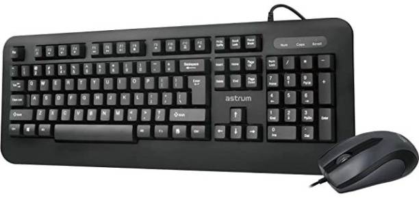 ASTRUM KC120 Wired Keyboard + Mouse Combo Set in Black Color Wired USB Multi-device Keyboard