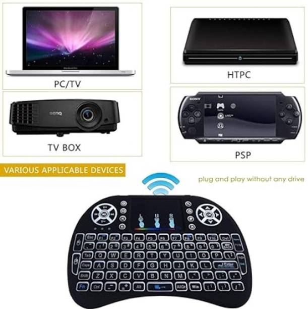 GUGGU BGF_872A_hard Keyboard with Backlight Touchpad Mouse, Mini Wireless Keyboard Wired USB Thumb-size Multi-device Keyboard Compatible with Desktop, Laptop, Mac