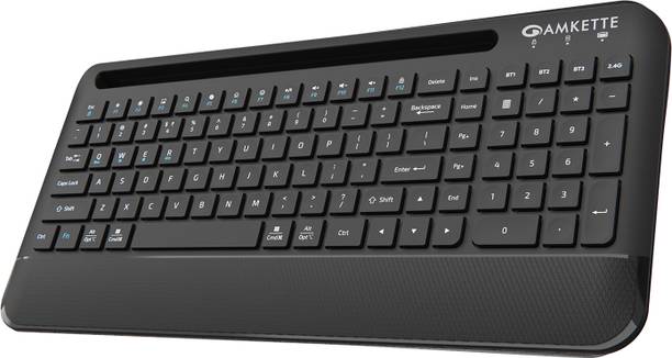 AMKETTE Optimus Pro Max 4 in 1 Bluetooth, Wireless Standard Multi-device Keyboard Compatible with Desktop, Laptop, Tablet, iPad, Mac