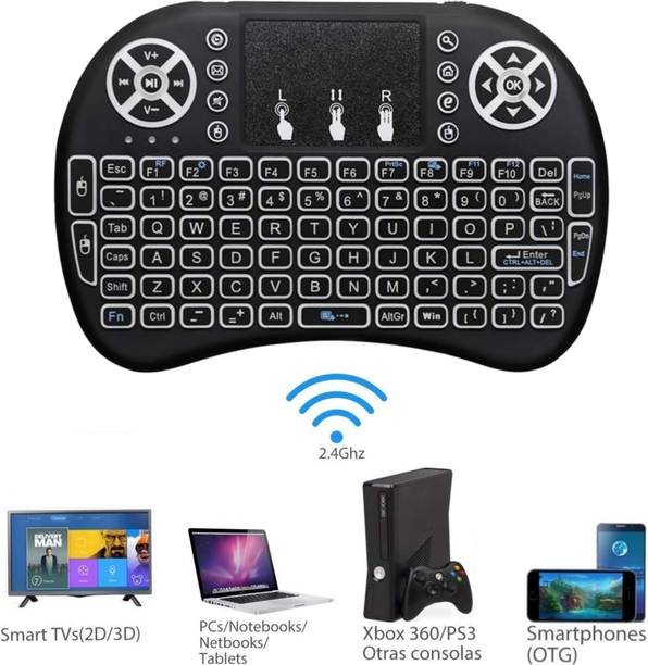 coolcold RGB Backlit 2.4G + Bluetooth Mini Keyboard for Smart Devices (Black) Bluetooth, Wireless Handheld Multi-device Keyboard Compatible with Desktop, iPad, Laptop, Mac, Tablet