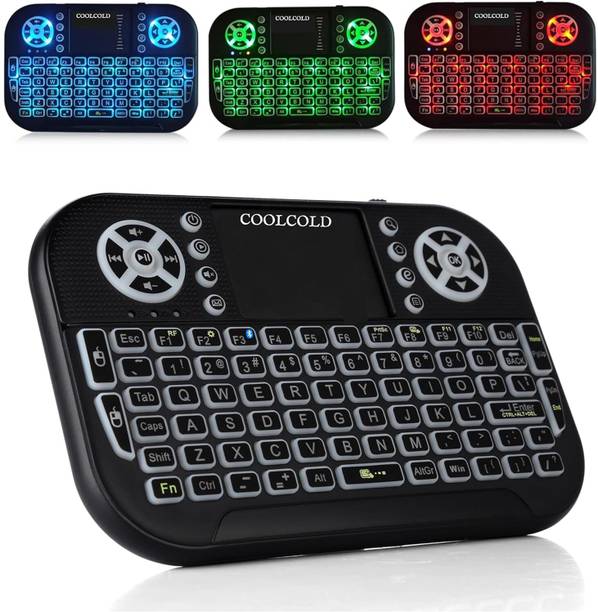 coolcold Mini Wireless Keyboard with Touchpad & Backlit Remote Wireless Handheld Multi-device Keyboard Compatible with Desktop, iPad, Laptop, Mac, Tablet