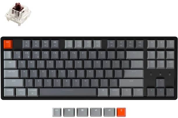 Keychron K8 Wireless Mechanical Keyboard | Multi-device Keyboard Bluetooth, Wired USB, Wireless Tenkeyless Multi-device Keyboard Compatible with Desktop, Laptop, Mac , with gaming mode ,stand support,multimedia_keys,Keychron K8 Wireless Mechanical Keyboard Aluminum Frame, 80% Layout Programmable Keyboard with RGB Backlight, Gateron G Pro Red Switch