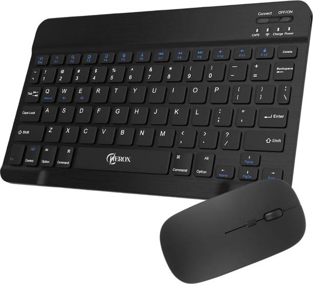 WEROX Bluetooth Keyboard-Mouse Wireless Portable and Comfortable & Silent Typing Wireless, Bluetooth Handheld Laptop Keyboard Compatible with Desktop, iPad, Laptop, Tablet