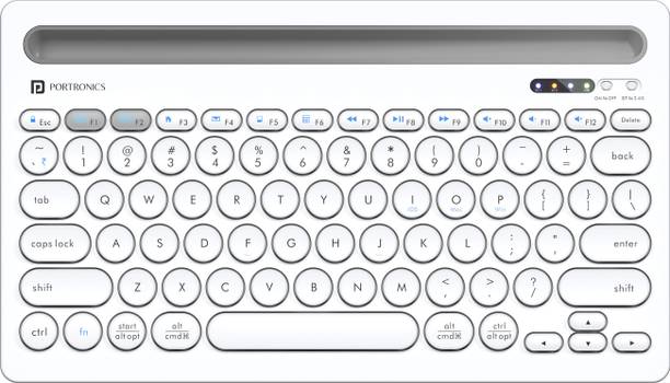 Portronics Bubble Dock Bluetooth, Wireless Handheld Multi-device Keyboard Compatible with Desktop, Laptop, Mac with Tablet/Smartphone holder 12 inch wide & On/Off switch,Compact Tenkeyless