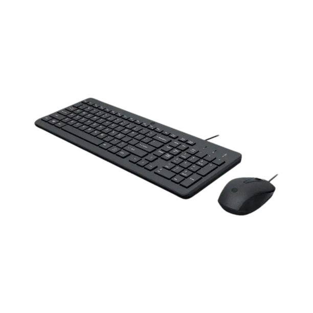 HP 150 Wired Mouse and Keyboard Wired USB Standard Laptop Keyboard Compatible with Desktop, Laptop, Mac 1600 DPI Mouse, 12 fn keyboard shortcuts, 1 yr warranty