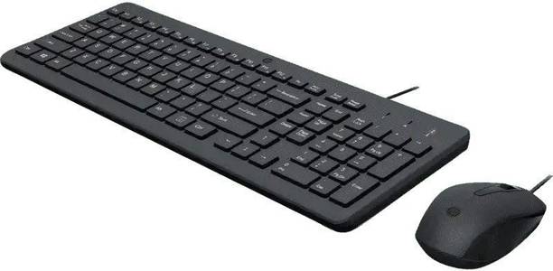 HP 150 Wired Mouse and Keyboard Wired USB Standard Laptop Keyboard Compatible with Desktop, Laptop, Mac 1600 DPI Mouse, 12 fn keyboard shortcuts, 1 yr warranty