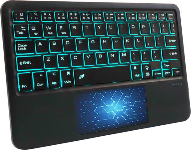 TECPHILE B102D Wireless Keyboard with Touchpad & Backlit, Ultra-Slim, Multi Device Bluetooth Handheld Multi-device Keyboard Compatible with Desktop, Laptop, Tablet, iPad, Mac multimedia_keys