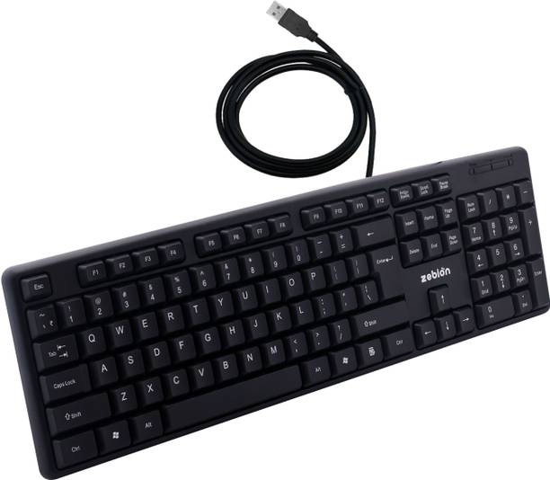 zebion K500 USB Keyboard Wired USB Standard Multi-device Keyboard Compatible with Desktop, Laptop, Mac Easy to Use,Plug and Play,Quick, Comfy Durable body
