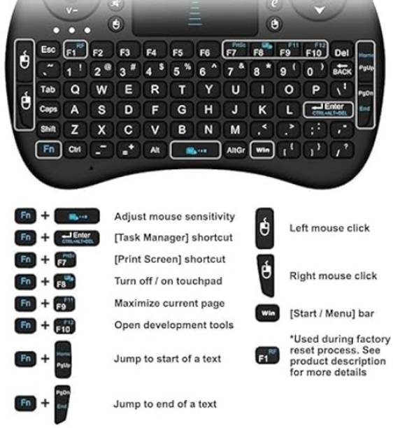 ROAR BGF_877A_hard Keyboard with Backlight Touchpad Mouse, Mini W