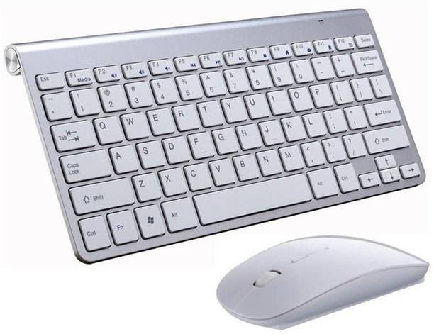 FosCadit 2.4G Mini USB Keyboard with Silent Mouse Combo for Laptop/Desktop Wireless Standard Multi-device Keyboard Compatible with Desktop, Laptop, Mac