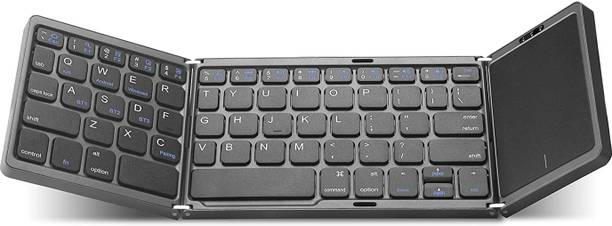 VOOCME Foldable Keyboard with Touchpad Wireless, Bluetooth Multi-device Keyboard Wireless Handheld Multi-device Keyboard Compatible with Desktop, Laptop, Mac multimedia_keys,Foldable Keyboard with Touchpad Wireless Bluetooth