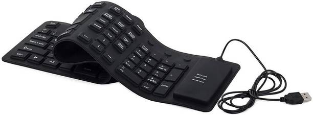 YESMALL Foldable Silicone Keyboard Wired USB Laptop-size Multi-device Keyboard Compatible with Laptop
