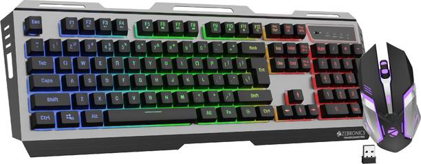 ZEBRONICS Transformer Pro Wireless Standard Multi-device Keyboard Compatible with Desktop, Laptop, Mac Gaming Keyboard & Mouse, 2.4GHz, 4000 DPI, LED Modes,Type C, Al body�