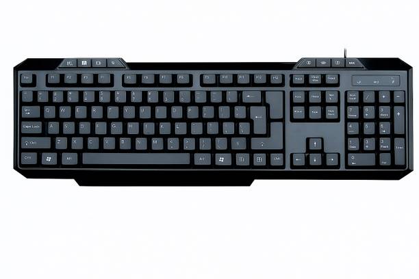 SKOG Wired Keyboard with Multimedia Hotkeys, Ergonomic Design Wired USB Standard Multi-device Keyboard Compatible with Desktop, Laptop, Mac