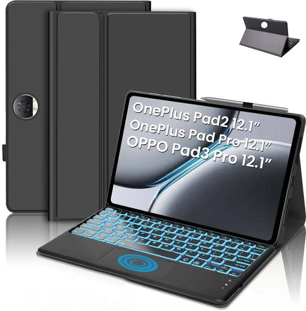 TECPHILE Keyboard Case for OnePlus Pad 2, Pad Pro, Oppo Pad 3 Pro 12.1” with Trackpad Bluetooth Handheld Multi-device Keyboard