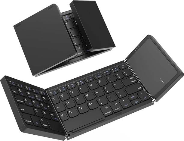 BLAPOXE Foldable Bluetooth Keyboard with Touchpad, Dual Modes USB Wired Folding Wireless Handheld Multi-device Keyboard Compatible with Desktop, Laptop, Tablet, iPad, Mac RGB,multimedia_keys