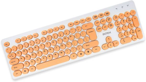 Intex Classy Wired USB Keyboard IT-KB335 Whte&Orange Wired USB Standard Multi-device Keyboard Compatible with Desktop, Laptop, Mac