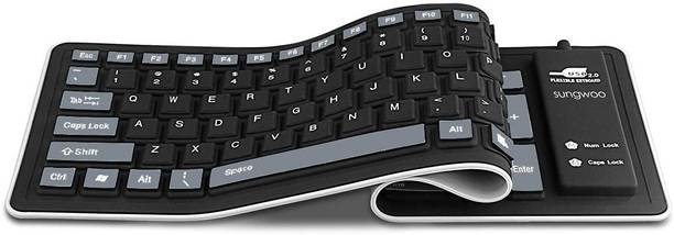 VOOCME Foldable Silicone Keyboard USB Wired Waterproof Keyboard Laptop Keyboard Replacement Key