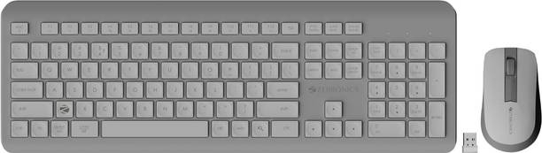 ZEBRONICS Companion 203 Wireless Standard Multi-device Keyboard Compatible with Desktop, Laptop, Mac 2.4GHz Wireless, Copilot AI Key, 12 Multimedia Keys, 1600 DPI, for Windows & Mac