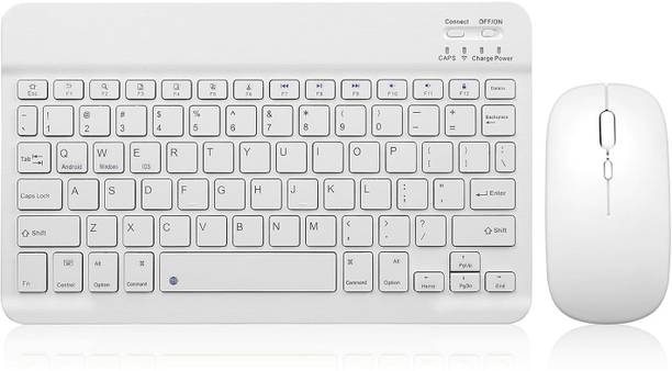 RyzCare Rechargeable Slim Typewriter-Style Compact Keyboard & Mouse Wireless Laptop-size Laptop Keyboard Compatible with Desktop, iPad, Laptop, Tablet