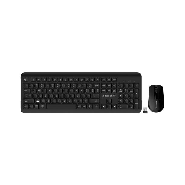 ZEBRONICS Companion 203 Wireless Standard Laptop Keyboard Compatible with Desktop, Laptop, Mac with 1600 DPI Optical Mouse, 2.4GHz Lag-Free Wireless, Dedicated Copilot AI Hotkey, 12 Dedicated Multimedia Hotkeys