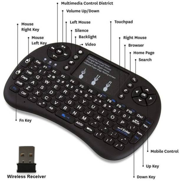 Clairbell Qwx_1441_Mini Wireless Keyboard with Touchpad Mouse, 2.4ghz Smart Connector Bluetooth Handheld Multi-device Keyboard Compatible with Desktop, Laptop, Mac
